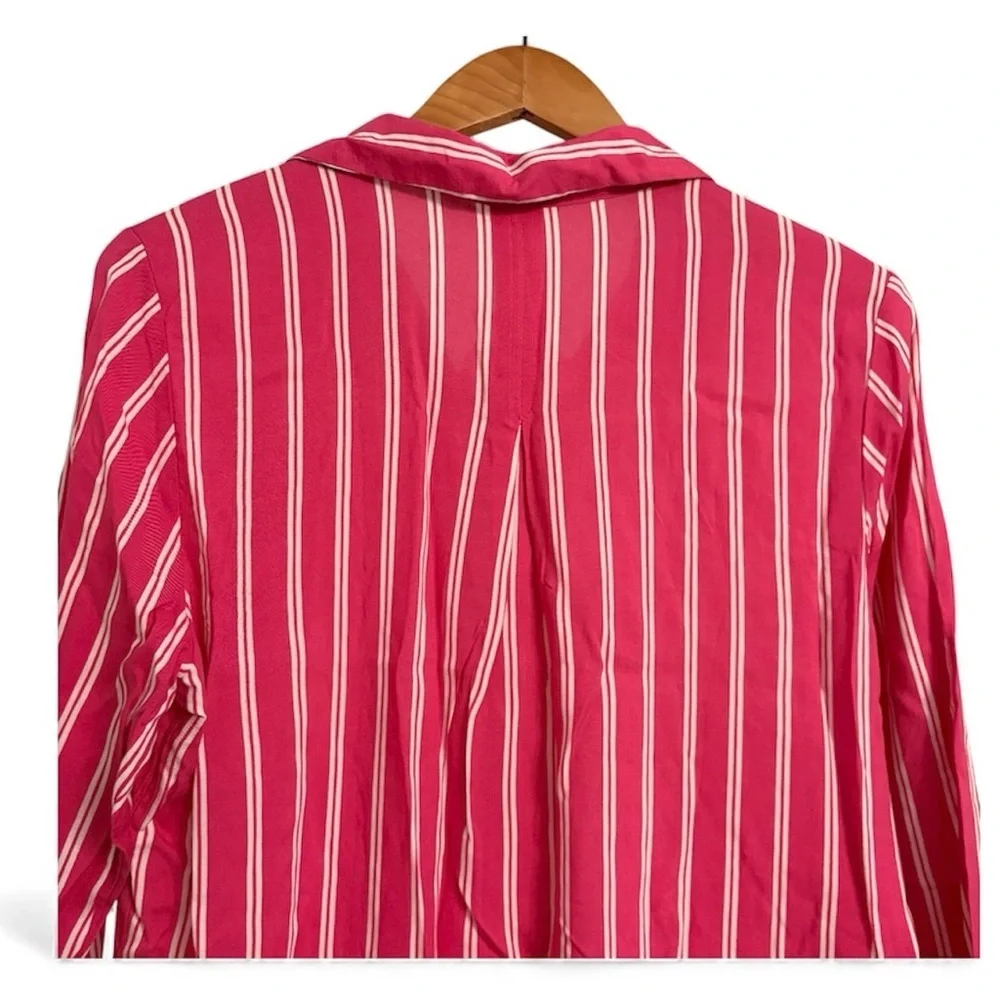 Grand & Greene Pink Striped Button Up Collared Long Sleeve Shirt Women’s SIZE S - Picture 3 of 13